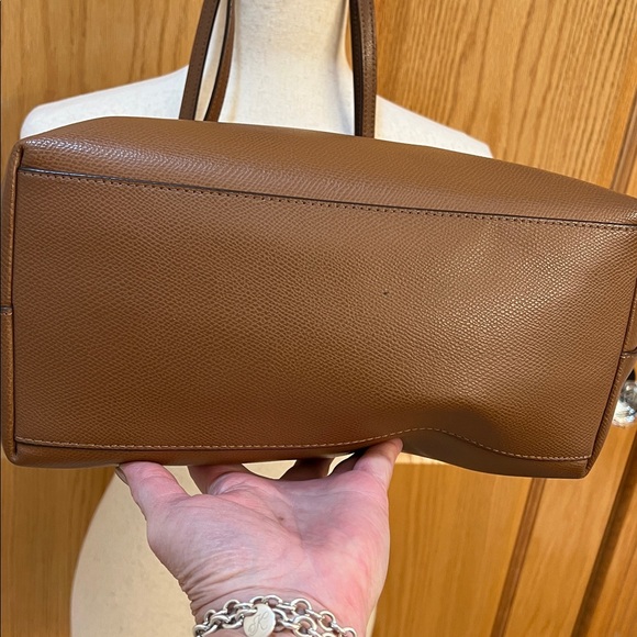 Like New Coach Brown Pebble Leather Shoulder Bag w/ Gold Accents and Zip Closure - Picture 6 of 11